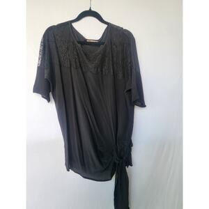 Gold Hawk Black Lace Side Tie Tunic Blouse - Size M NWOT